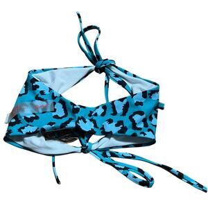 Brand New Romwe Blue Cheetah Print Bikini Set Swim Top and Bottom Size L